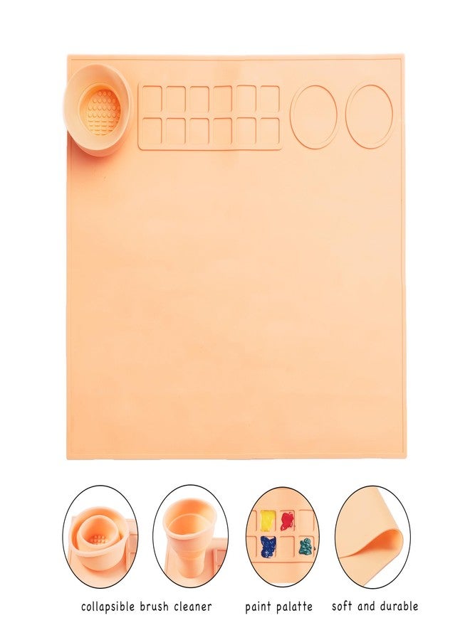 NancyL Essenza 100% Non-Toxic Silicone Painting Mat 42 x 37 CM, 12 Paint Lines & Cleaning Cups for Kids, Non-Stick, Crafts, Resin, Clay, Play Doh, DIY, Gift for Kids, Beige - Image 4